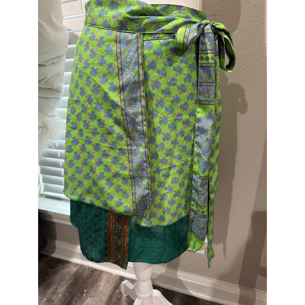Iris Impression Silk Blend Wrap Tiered Skirt Small Multi Size - Picture 4 of 8